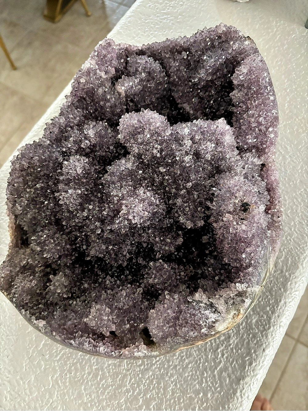 Purple & Gray Amethyst Geode Sculpture